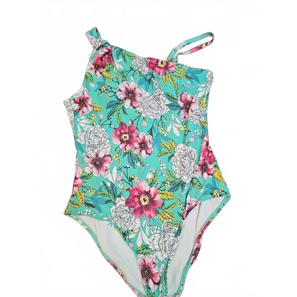 Apt. 9 Bathing Suit Swim Suit Women's XL Asymmetrical Shoulder Floral One-Piece